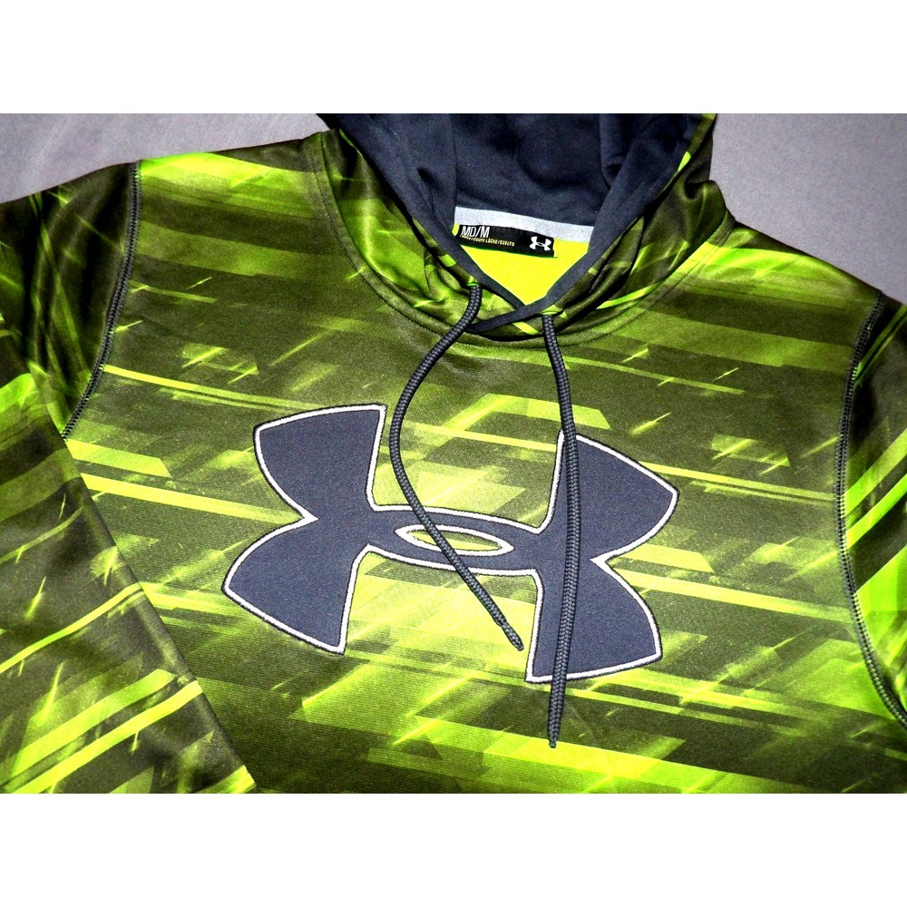 Under Armour STORM1 Green Geometric Pull Over Hoodie Sweatshirt Men's Medium